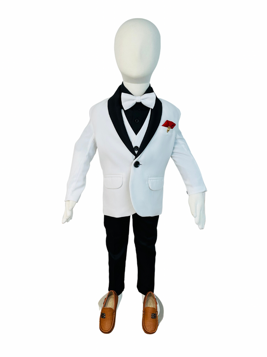 Formal Christening Suit 5pcs white Tuxedo
