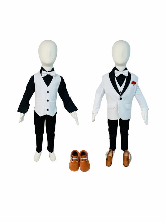 Formal Christening Suit 5pcs white Tuxedo